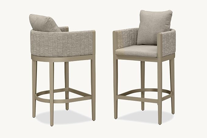 PURPLE LEAF Outdoor Bar Height Stools Set of 4 Aluminum Bar Chairs Modern by PURPLELEAF