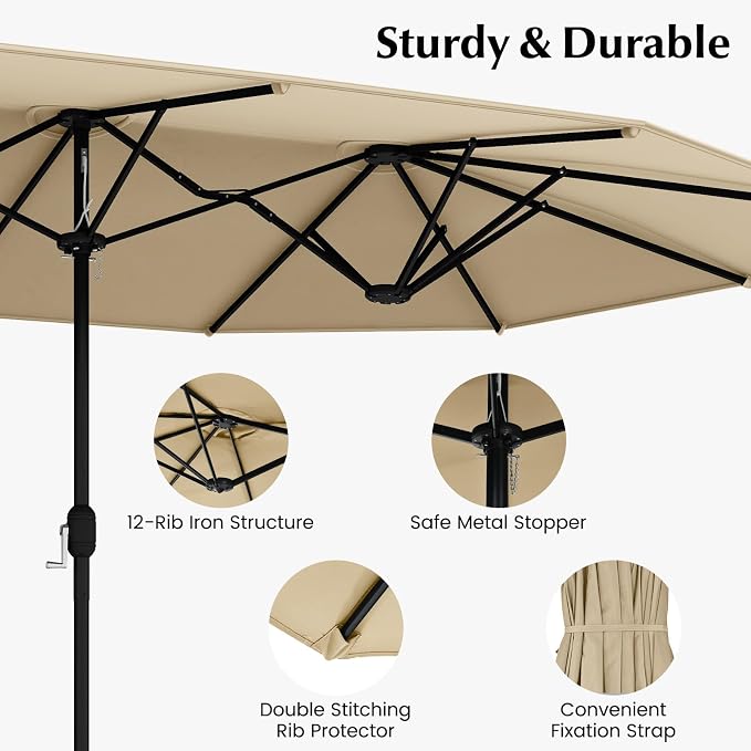 Tangkula 10 Pieces Patio Wicker Dining Set w/Double-Sided Patio Umbrella - Image 7