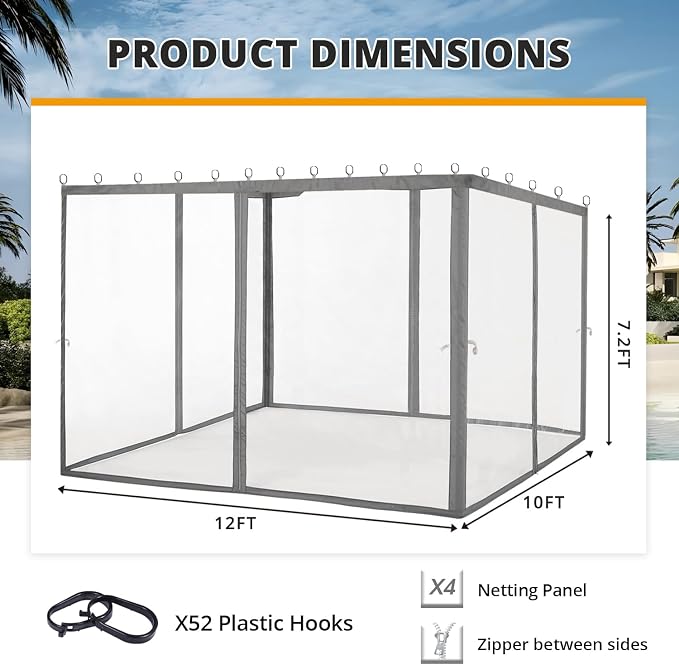 MASTERCANOPY Patio Gazebo Mosquito Netting Screen Walls - Image 2