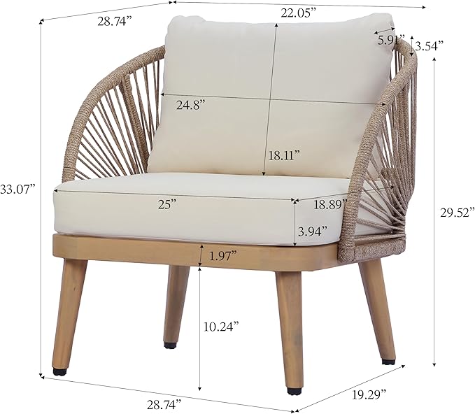 Merax 4-Piece Acacia Wood Patio Conversation Set - Image 14