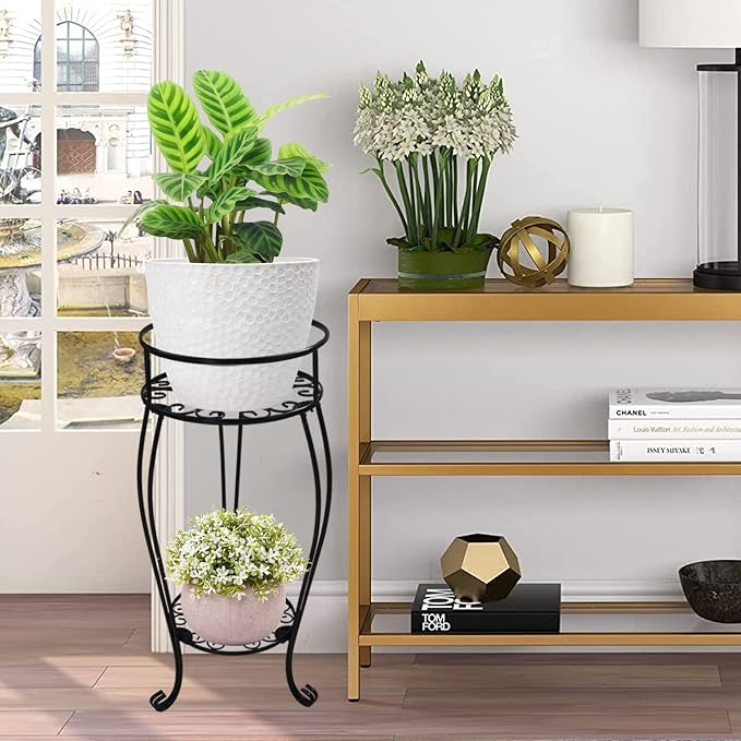 CASIMR 2 Tier Plant Stand, Indoor Outdoor Multiple Flower Pot Shelf Rustproof - Image 3