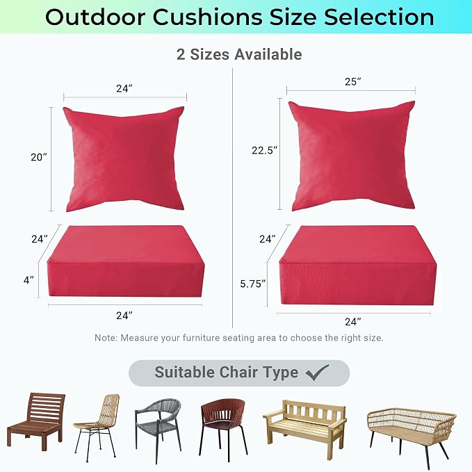 Outdoor Cushions for Patio Furniture, Outdoor Seat Cushion Set 24 x 24 x 5.75 - Image 6