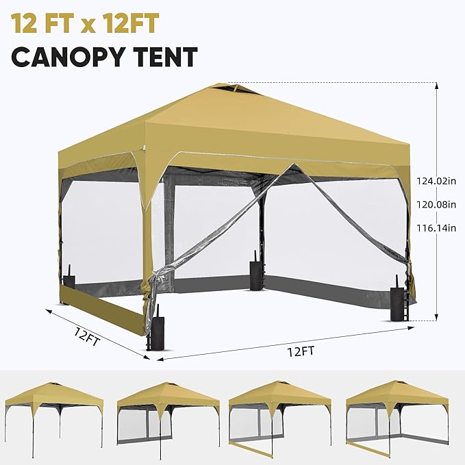 GDY 12x12FT Outdoor Pop Up Canopy Tent - Image 3