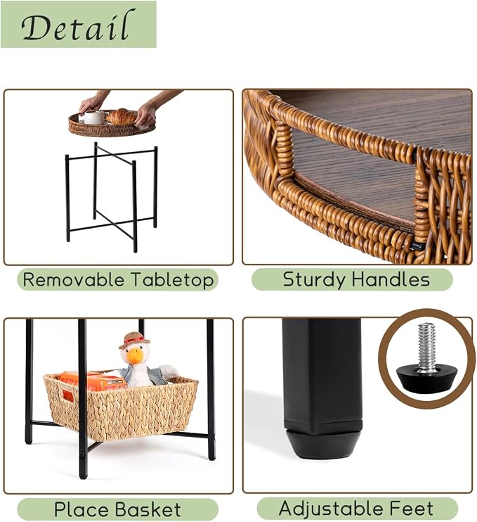 19in Round Rattan Side Table - Image 6