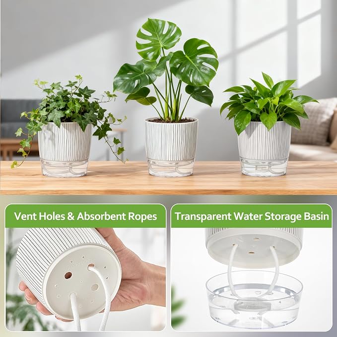 5 Pack Self Watering Pots for Indoor Plants, Easy-Care Pots for African Violet - Image 3
