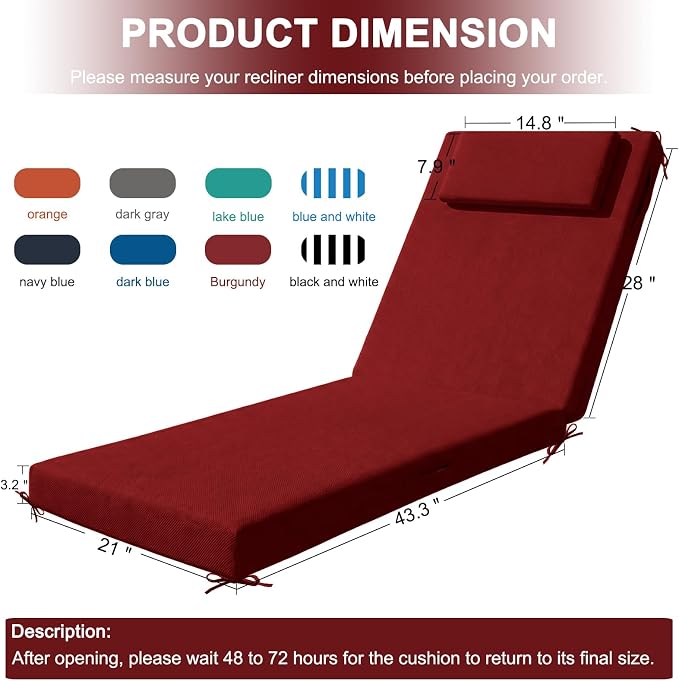 Outdoor Lounge Chair mat, 71 inches x 21 inches, Waterproof Chaise Lounge - Image 2
