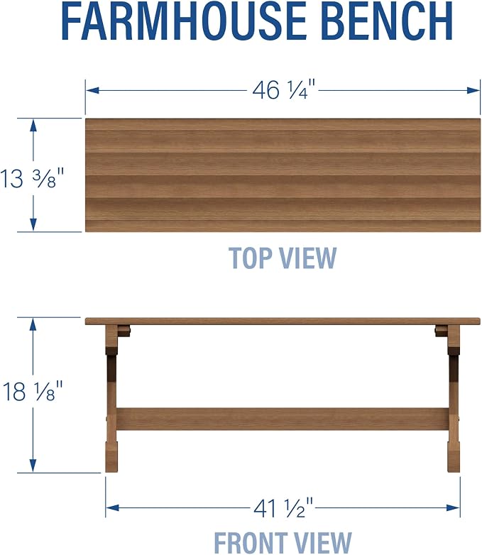 Backyard Discovery 46" Meranti Wood Farmhouse Bench - Image 2