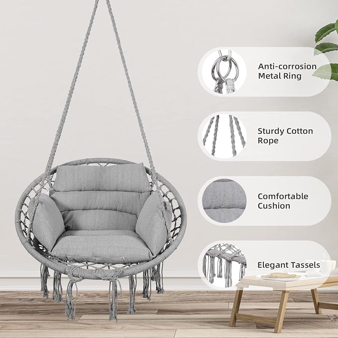 Goutime Hammock Chair, Macrame Hanging Swing Chairs - Image 2