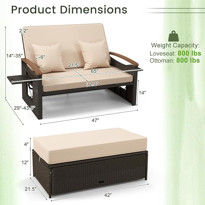 Tangkula Patio Rattan Daybed - Image 4