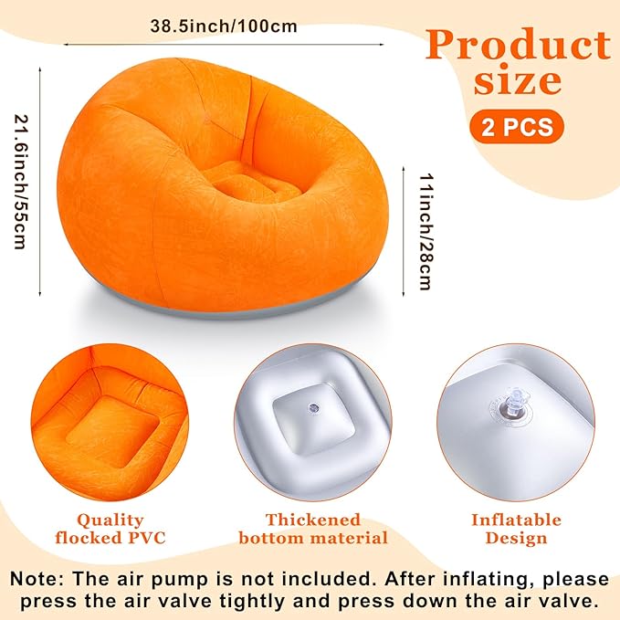 Realspring Inflatable Bean Bag Chairs Outdoor Blow up Camping Chairs Inflatable - Image 3
