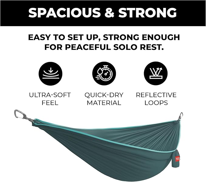Grand Trunk TrunkTech Single Hammock | Lightweight Ripstop Nylon Camping & - Image 6