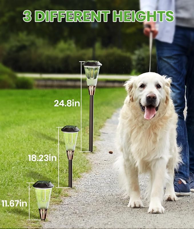 4 Pack Solar Pathway Lights Waterproof IP65, 2-in-1 Warm&Cool Solar Lights - Image 7