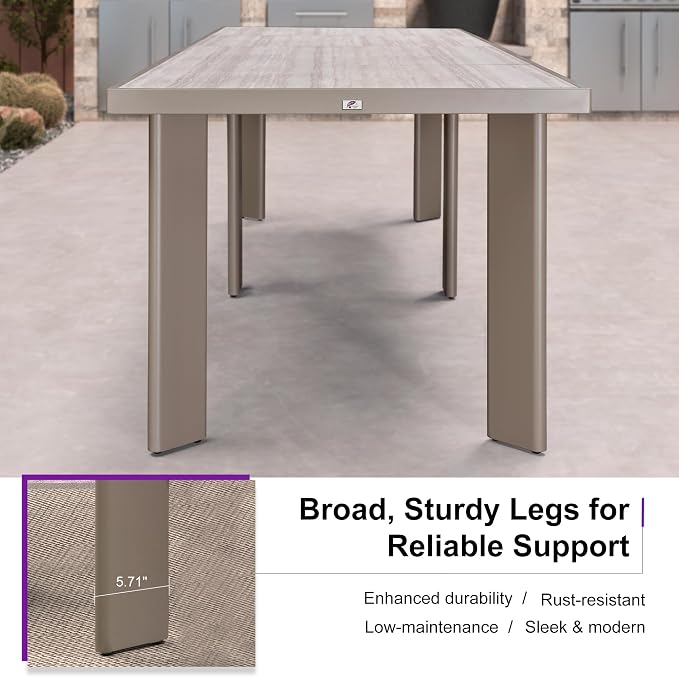 PURPLE LEAF 11 Pieces Outdoor Dining Set Patio Dining Furniture Aluminum Wicker - Image 4