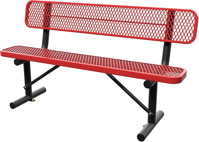 6 Feet Steel Park Bench for Outside, Outdoor Bench by Sunnibety