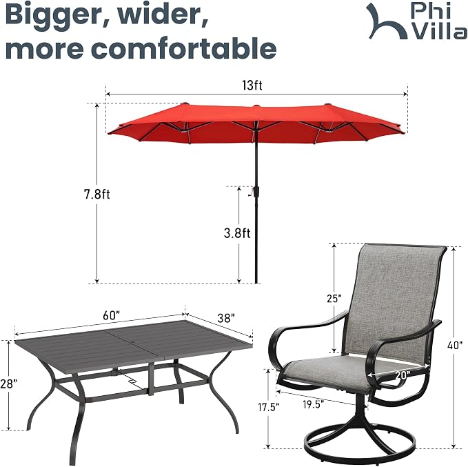PHI VILLA 8 PCS Patio Table Chairs Set - Image 7