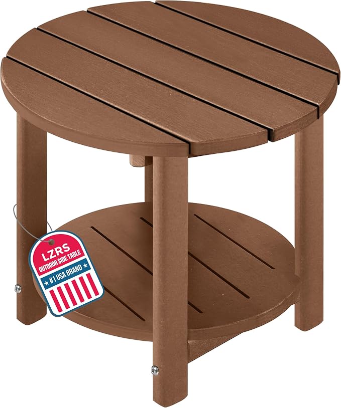 LZRS Round Adirondack Side Table Double End Table, Outdoor Side Tables by LZRSPET