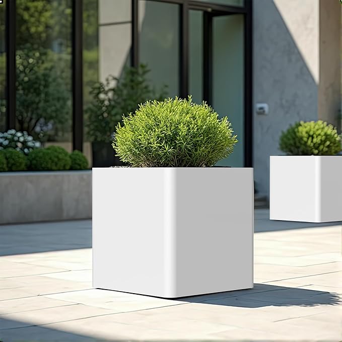 Large Metal Outdoor Planter Box 24" W x 24" D x 24" H, Cube Planters - Image 5