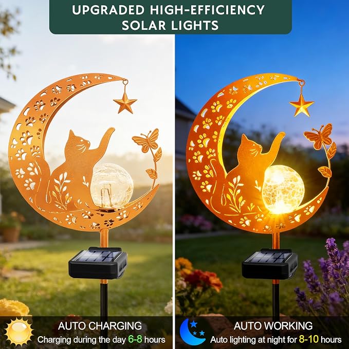 ZNYCYE Solar Lights Outdoor Decorative Moon Cat Butterfly Solar Stake Lights - Image 8