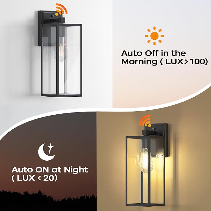 WIHTU 16in Dusk to Dawn Outdoor Lighting Fixtures, Exterior Front Porch Light - Image 2