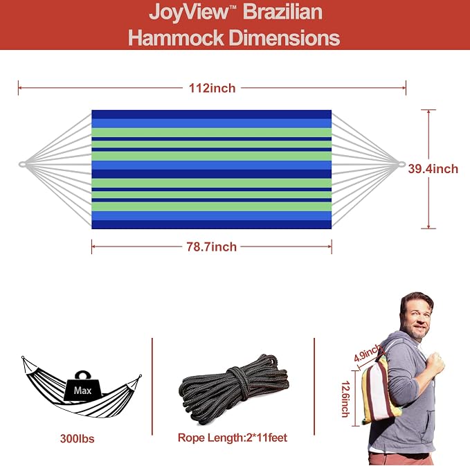 JoyView Brazilian Hammock for Single Person Portable Hammock - Image 2