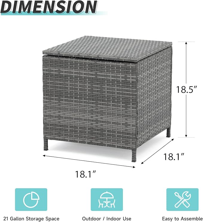 Verano Garden Outdoor Wicker Side Table, Small Storage Rattan Wicker End Table - Image 3
