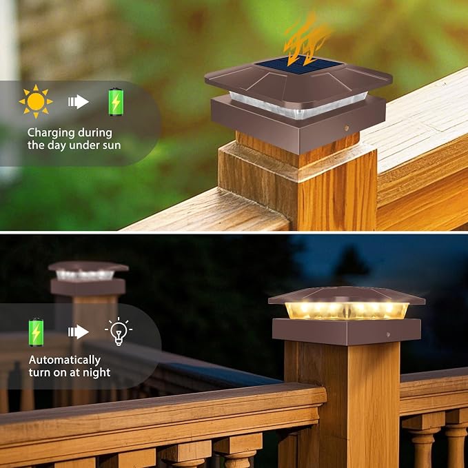 Peasur 4x4 Solar Post Cap Lights Outdoor - Image 5