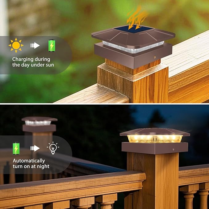 Peasur 4x4 Solar Post Cap Lights Outdoor - Image 5