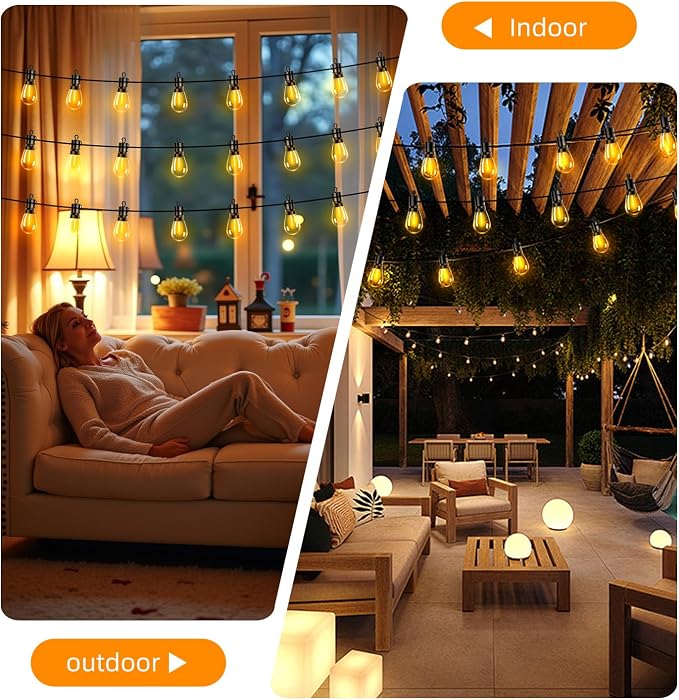 Outdoor Patio String Lights 50ft: S14 LED Shatterproof Bulbs 3 Modes Button - Image 8