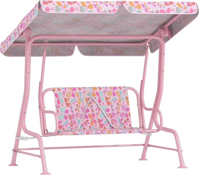 Qaba Kids Patio Swing, 2-Seater Outdoor Porch Swing Chair by Qaba
