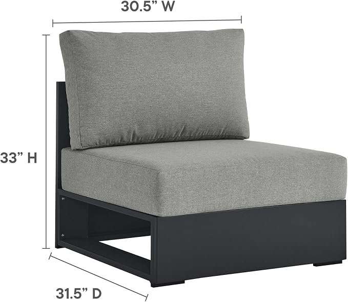 Modway Tahoe Aluminum Armless Patio Gray Modular Weather-Resistant - Image 3