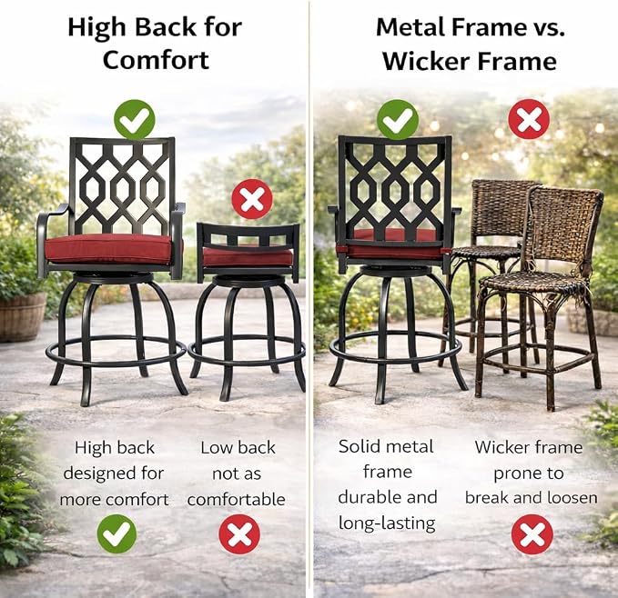 Kozyard Isabella Outdoor Swivel Bar Chairs, Counter Height Patio Bar Stools Set - Image 4