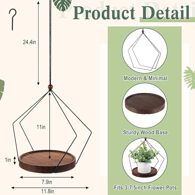 3 Pack Hanging Planters for Indoor Black Plant Hanger - Image 2