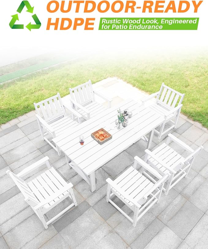 7 Pieces HDPE Outdoor Dining Set, Patio Dining Set - Image 5