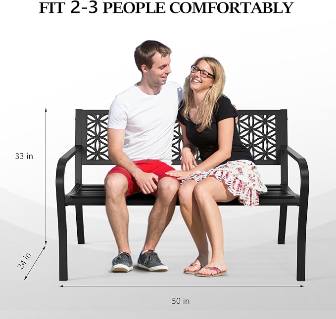 VINGLI 50" Outdoor Bench Metal - Image 3