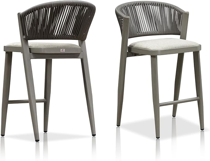 PURPLE LEAF Counter Height Bar Stool Set of 2 Outdoor Chair by PURPLELEAF