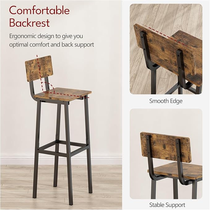 GILLAS Set of 2 Bar Stools, Tall Bar Stool - Image 4