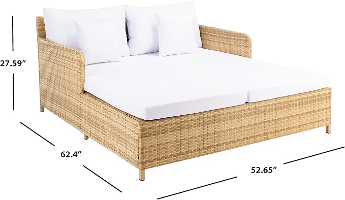 SAFAVIEH Outdoor Collection Cadeo Natural/White Cushion Daybed PAT7500D - Image 3