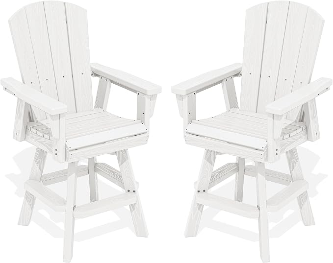SERWALL Swivel Adirondack Barstools Set of 2, HDPE Outdoor Swivel Bar Chairs by SERWALL