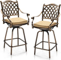 Outvita Set of 2 Outdoor Swivel Bar Stools-Cast Aluminum, Bar Height Patio by Outvita