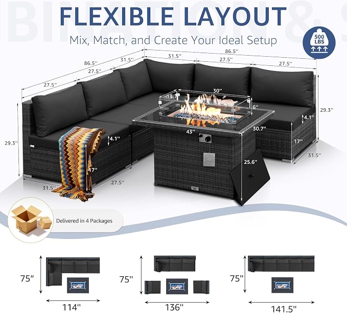 NICESOUL 6 Piece Outdoor Patio Furniture Set - Image 4