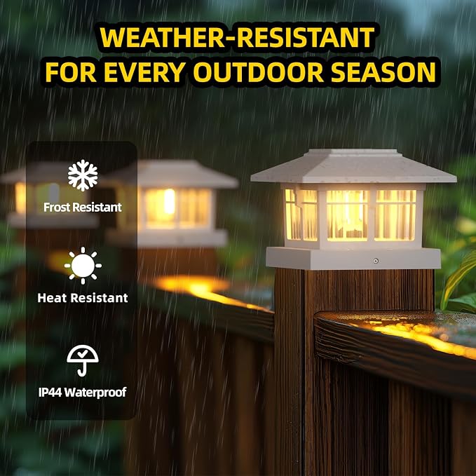EXCMARK 2 Pack 4x4 Solar Post Cap Lights Fence Deck Post Lights Outdoor Solar - Image 6