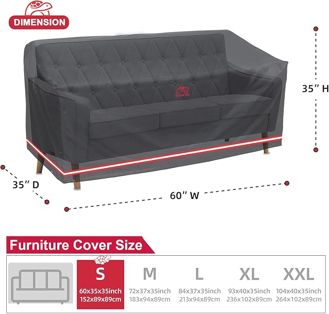 Turtle Life Patio Sofa Cover, Outdoor Heavy Duty Durable UV Water Resistant - Image 2