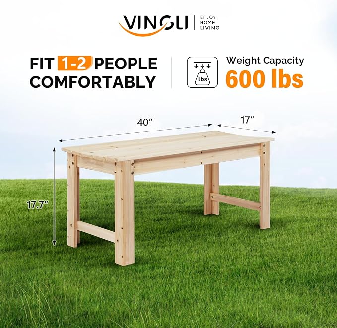 VINGLI Outdoor Wood Bench - Image 3