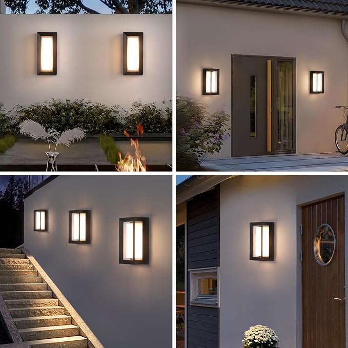 2 Pack Outdoor Wall Lights Exterior/Interior LED 24W Adjustable 3-Color 2100LM - Image 3