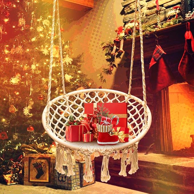 Hammock Swing Chair for 2-5 Years Old Kids, Handmade Knitted Macrame Hanging - Image 2