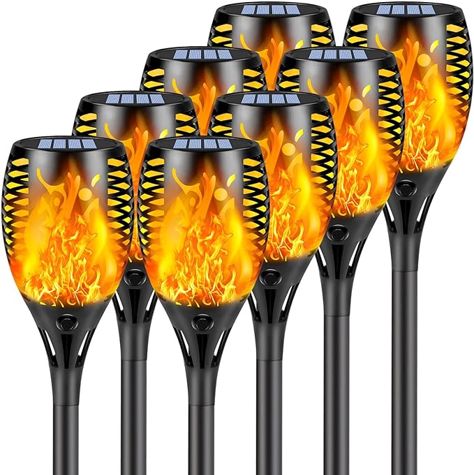 Upgraded 8 Pack Super Larger Size Solar Torch Lights by SANJICHA