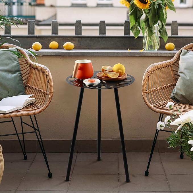 Metal Outdoor Side Tables Set of Two Small Outside Round End Table - Image 7