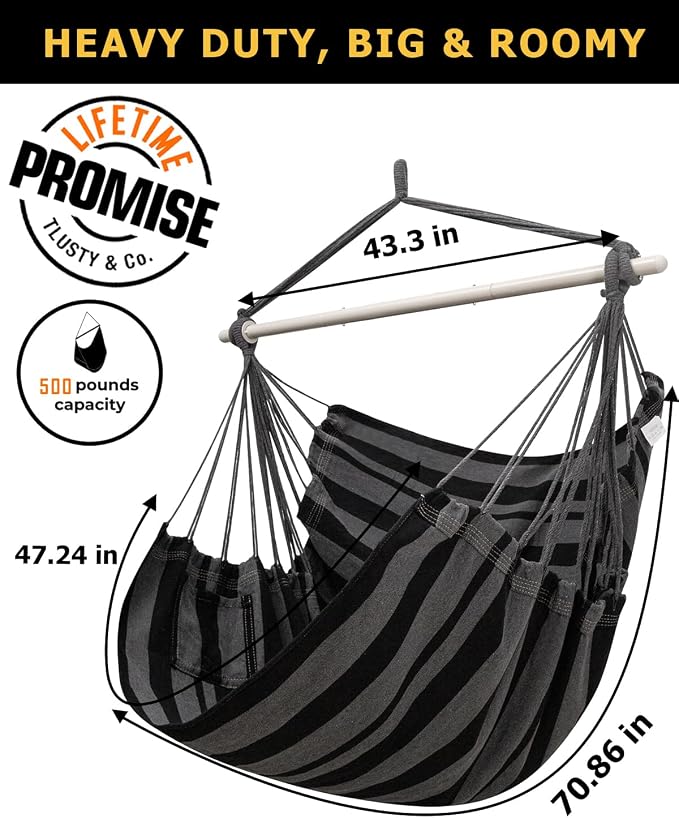 ADVOKAIR Hammock Chair Large 70.9"x47.2", 32% Bigger XXL Hanging Swing Chair - Image 4