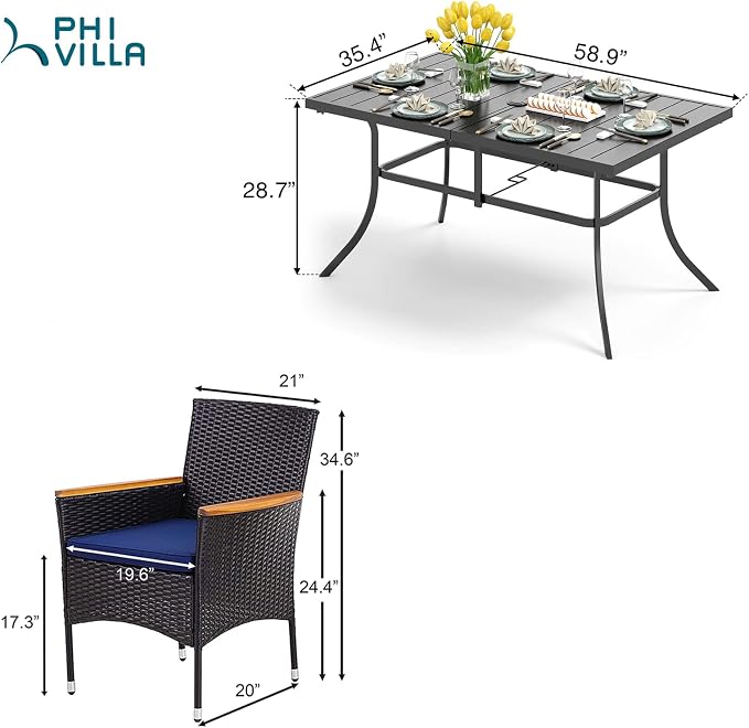 PHI VILLA 7 Piece Outdoor Dining Set - Image 6