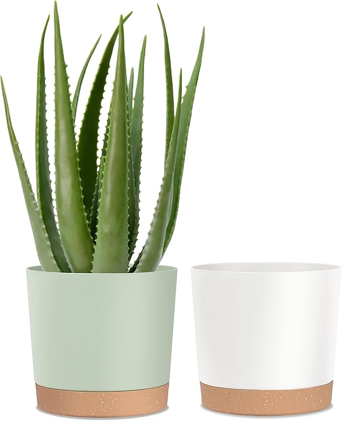 kubvici Plant Pots for Indoor Plants, 2 Pack 10 Inch Plant Pot Plastic Flower by kubvici
